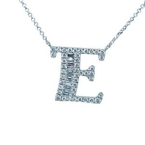 Fancy Diamond Alphabet Necklace E in 18ct White Gold