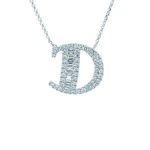 Fancy Diamond Alphabet Necklace D in 18ct White Gold