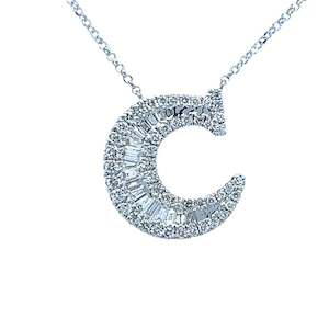 Fancy Diamond Alphabet Necklace C in 18ct White Gold