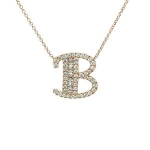 Diamond Alphabet Necklace B in 18ct Rose Gold