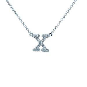 Greengrocery: Diamond Alphabet Necklace X in 18ct White Gold