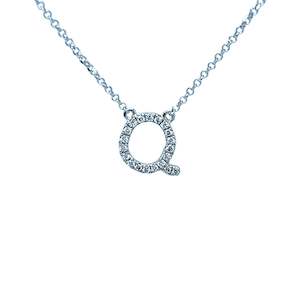 Diamond Alphabet Necklace Q in 18ct White Gold