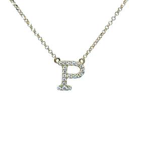 Diamond Alphabet Necklace P in 18ct Yellow Gold