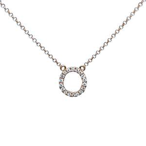 Diamond Alphabet Necklace O in 18ct Rose Gold