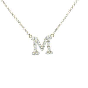 Greengrocery: Diamond Alphabet Necklace M in 18ct Yellow Gold