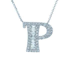 Fancy Diamond Alphabet Necklace P in 18ct White Gold