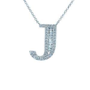 Fancy Diamond Alphabet Necklace J in 18ct White Gold