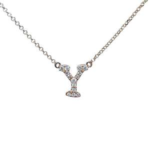 Diamond Alphabet Necklace Y in 18ct Rose Gold