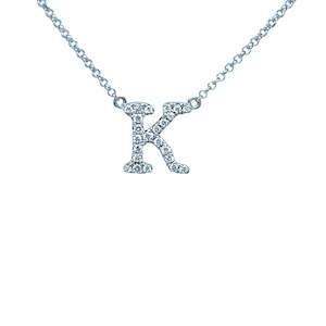 Diamond Alphabet Necklace K in 18ct White Gold