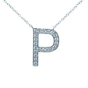 Diamond Alphabet Necklace P in 18ct White Gold