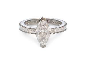 Custom Marquise & Princess Diamond Engagement Ring, Platinum