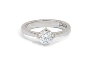 Jewellery: Custom Diamond Solitaire Engagement Ring, Platinum