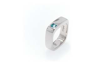 Palladium & Blue Topaz Ring