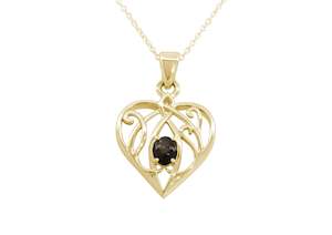 Latest Designs: Elvish Gemstone Heart Pendant without Leaves, Yellow Gold