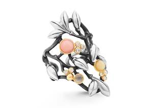 Ole Lynggaard Rings: Silver Forest ring in gold and silver with mixed stones and diamonds TW.VS