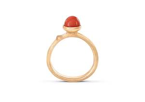 Lotus Ring in 18ct Yellow Gold with Red Coral