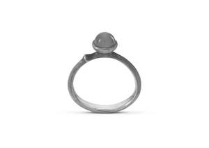 Lotus Ring in Sterling Silver with Grey Moonstone