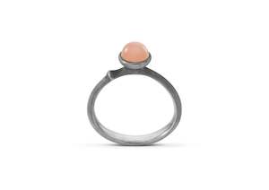 Lotus Ring in Sterling Silver with Blush Moonstone