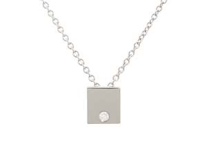 Love Stories: Square Love Stories Diamond Pendant, White Gold & Platinum