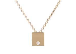 Square Love Stories Diamond Pendant, Yellow Gold