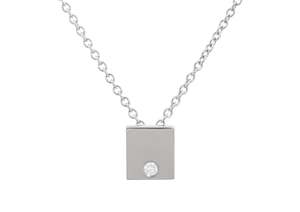 Square Love Stories Diamond Pendant, Sterling Silver