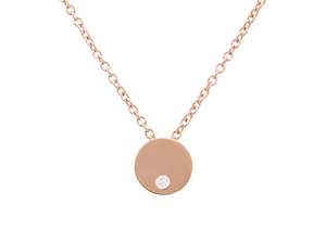 Round Love Stories Diamond Pendant, Red Gold