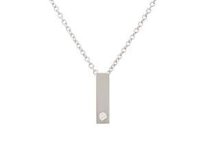 Rectangle Love Stories Diamond Pendant, White Gold & Platinum