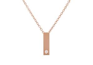 Rectangle Love Stories Diamond Pendant, Red Gold