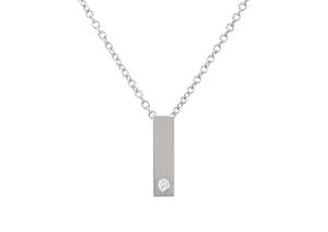 Rectangle Love Stories Diamond Pendant, Sterling Silver