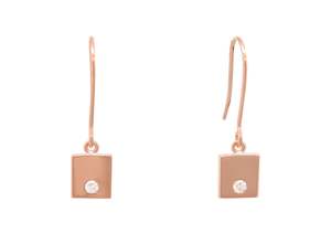 Square Love Stories Diamond Earrings, Red Gold