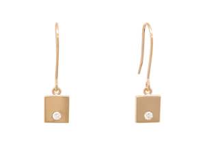 Square Love Stories Diamond Earrings, Yellow Gold