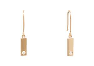 Rectangle Love Stories Diamond Earrings, Yellow Gold