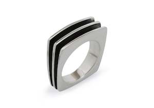 Tempting The Tough Guys: Square Fin Ring, Sterling Silver