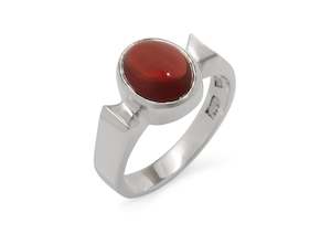 Classic Oval Cabochon Gemstone Ring, Sterling Silver