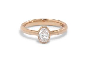 Bling It On: Oval Diamond Bezel Engagement Ring, Red Gold