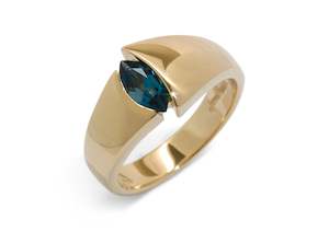 Right Hand Rings: The Jens Hansen Marquise Gemstone Ring, Yellow Gold