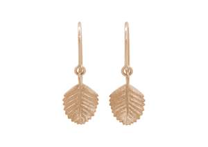 Beech Leaf Earrings, Red Gold