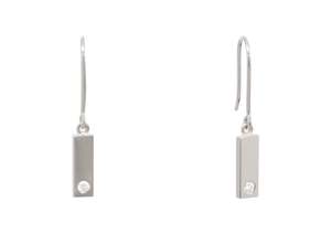 Rectangle Love Stories Diamond Earrings, Sterling Silver