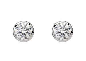 Round Bezel Diamond Studs, Platinum