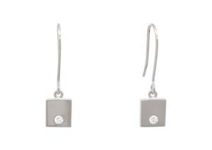 Square Love Stories Diamond Earrings, Sterling Silver