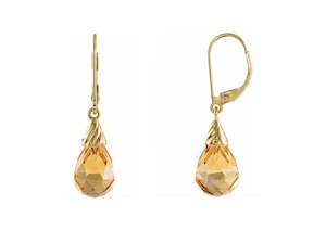 Briolette Citrine Earrings, 14ct Yellow Gold