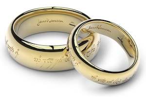 Elvish Wedding Over 500: Elvish Love Ring Set in Yellow Gold