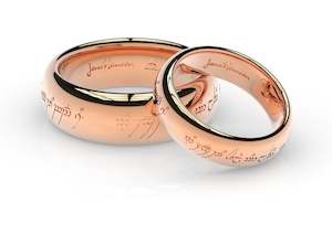 Elvish Wedding Over 500: Elvish Love Ring Set in Red Gold