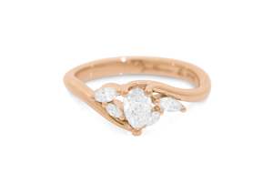 Jewellery: Five-Stone Pear & Marquise Diamond Elvish Vine Engagement Ring, Red Gold