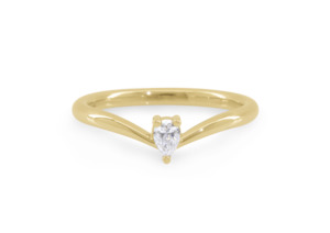 Simple Pear Diamond Elvish Vine Wedding Band, Yellow Gold