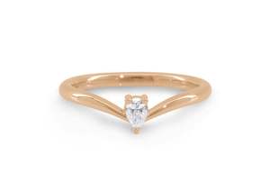 Simple Pear Diamond Elvish Vine Wedding Band, Red Gold