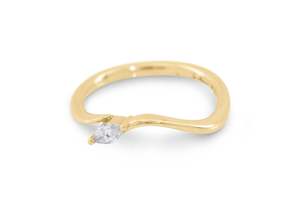 Simple Marquise Diamond Elvish Vine Wedding Band, Yellow Gold