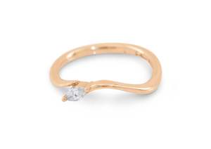 Simple Marquise Diamond Elvish Vine Wedding Band, Red Gold