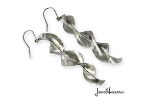 WVII Spring Leaf Earrings, Pure Silver