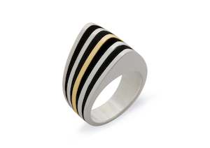 Sydney Fin: Bitone "Sydney Fin" Ring, Sterling Silver & Yellow Gold